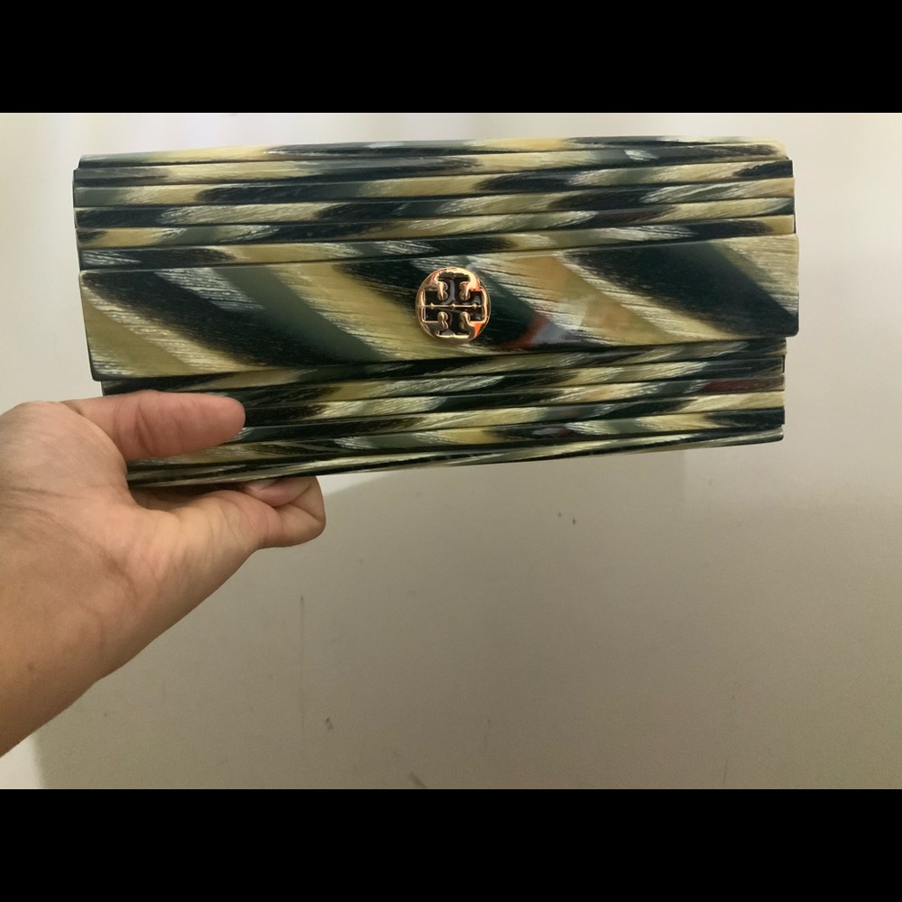 Tory Burch Kerry Green Resin Camo Clutch